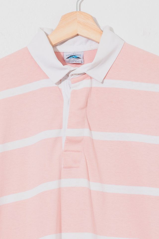 Vintage 1980s Pink Stripe Long Sleeve Rugby Shirt | Urban Outfitters