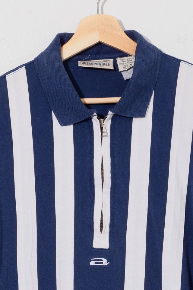 Vintage 1990s Quarter Zip Striped Rugby Shirt Urban Outfitters