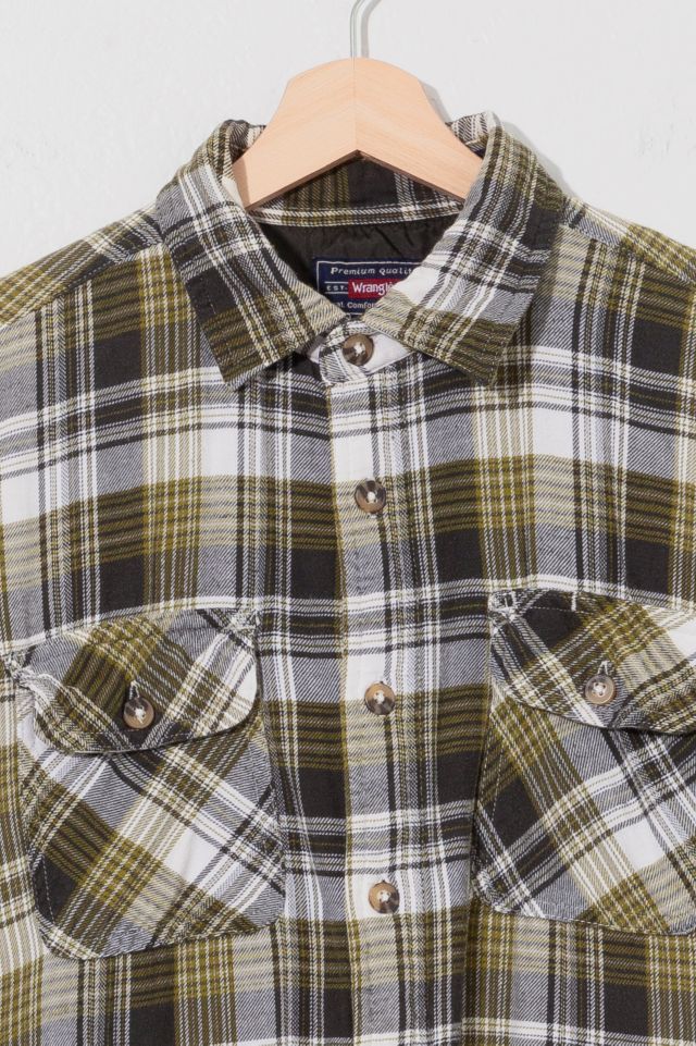 Vintage 1990s Wrangler Green Plaid Heavyweight Work Shirt #1