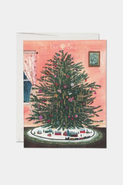 Red Cap Tinsel Tree Holiday Card
