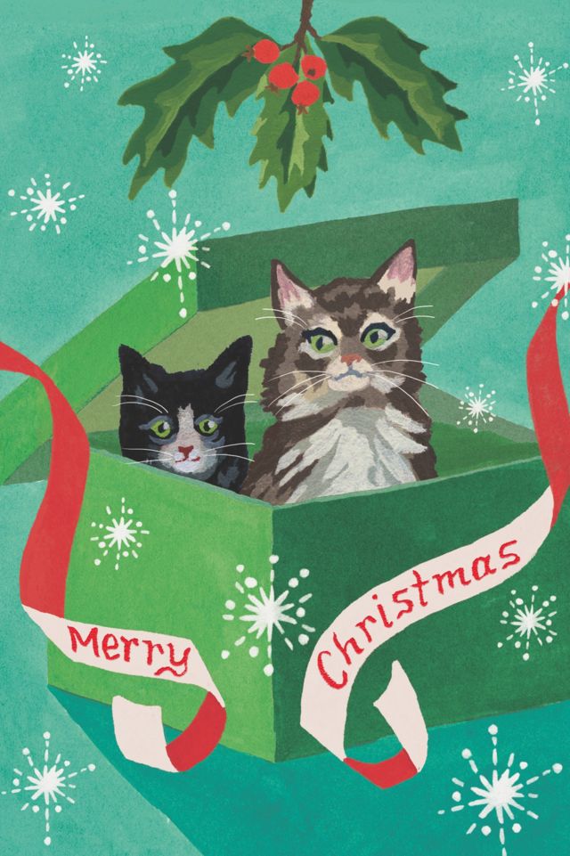 Red Cap Meowy Christmas Holiday Card #1