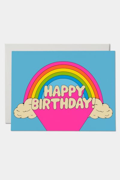 Red Cap Rainbows Birthday Greeting Card