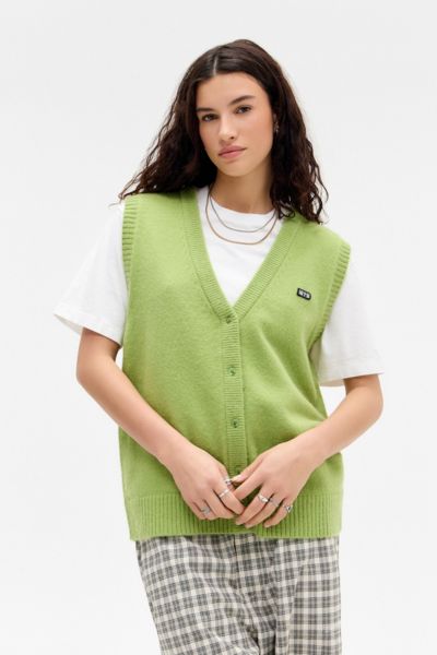 Iets Frans . Grandad V-neck Vest Jacket In Green, Women's At Urban Outfitters