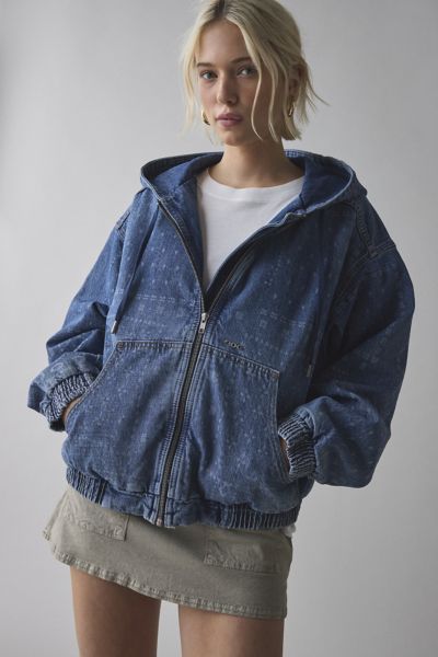 BDG DARIA BANDANA PRINT DENIM HOODIE SWEATSHIRT IN BANDANA, WOMEN'S AT URBAN OUTFITTERS 