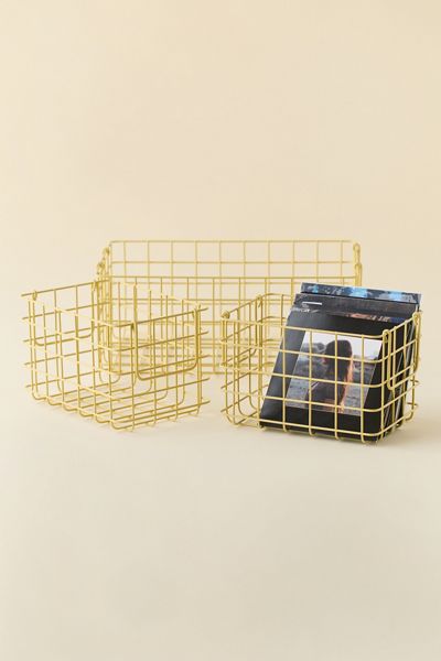Mustard Made Iron Wire Basket - Set Of 3