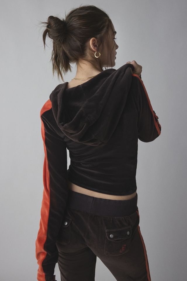 Jaded London Stripe Velour Fitted Hoodie Sweatshirt #2