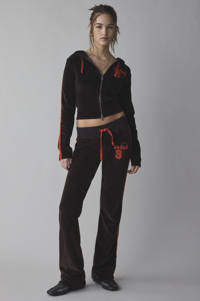 Jaded London Stripe Velour Fitted Hoodie Sweatshirt #3