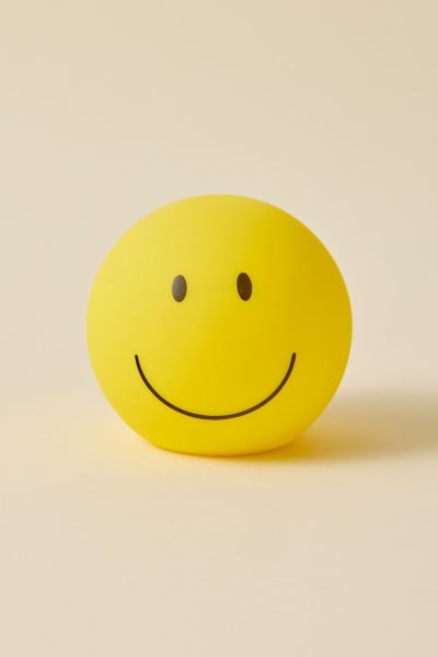 Urban Outfitters Happy Face Shape Silicone Led Table Lamp In Yellow Smiley At