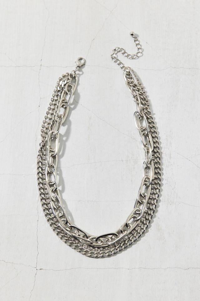Maya Rhinestone Mixed Chain Multi-Strand Necklace #1