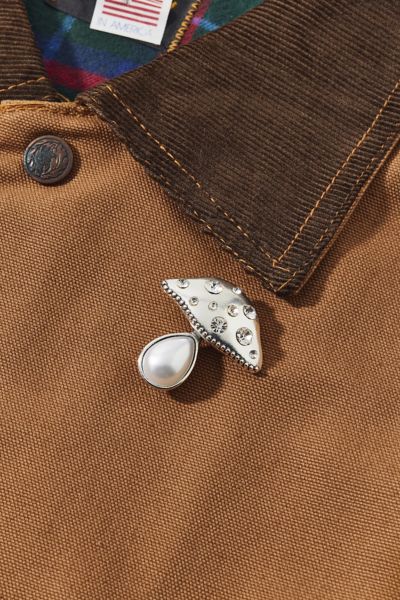 Pearl And Rhinestone Mushroom Brooch