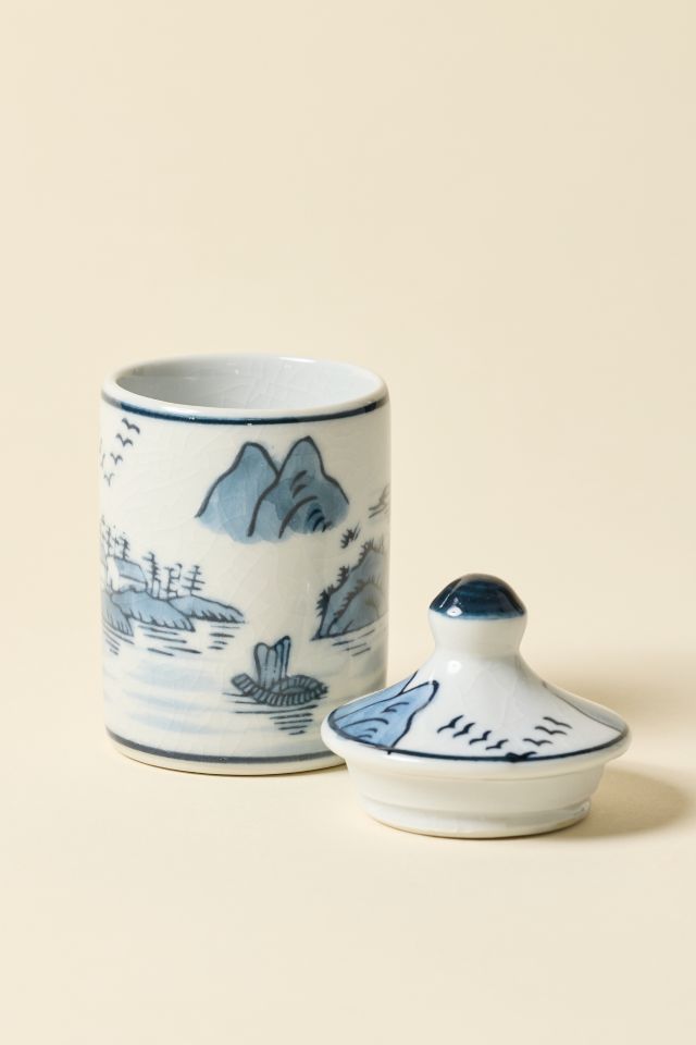 Pot de Rangement en Grès Avec Couvercle à Motifs #1