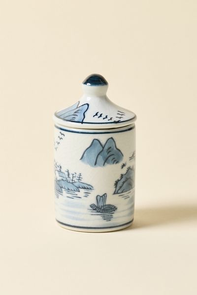 Stoneware Patterned Stash Jar With Lid