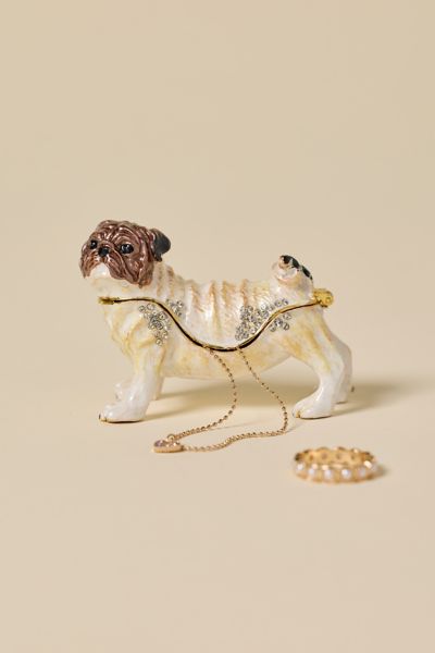 Urban Outfitters Pug Enameled Trinket Box In White At  In White