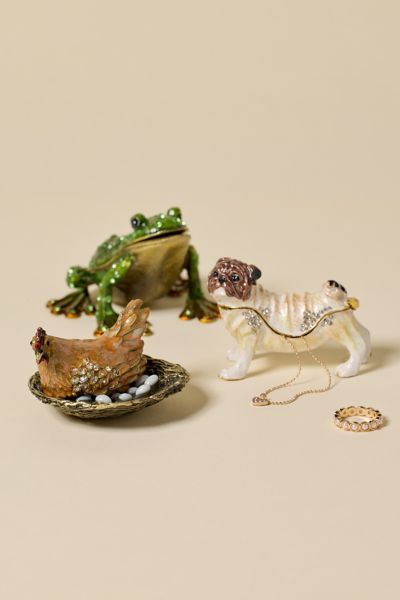 Pug Enameled Lidded Trinket Box