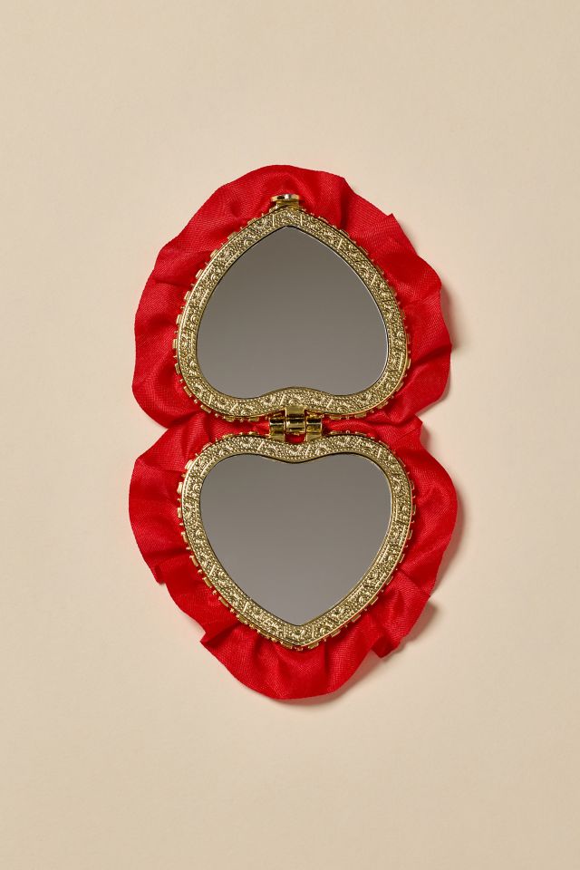 Ruffle Heart Shape Compact Mirror #1