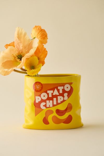 Bando Ban. Do Potato Chip Bag Shape Ceramic Vase In Yellow At Urban Outfitters In Yellow