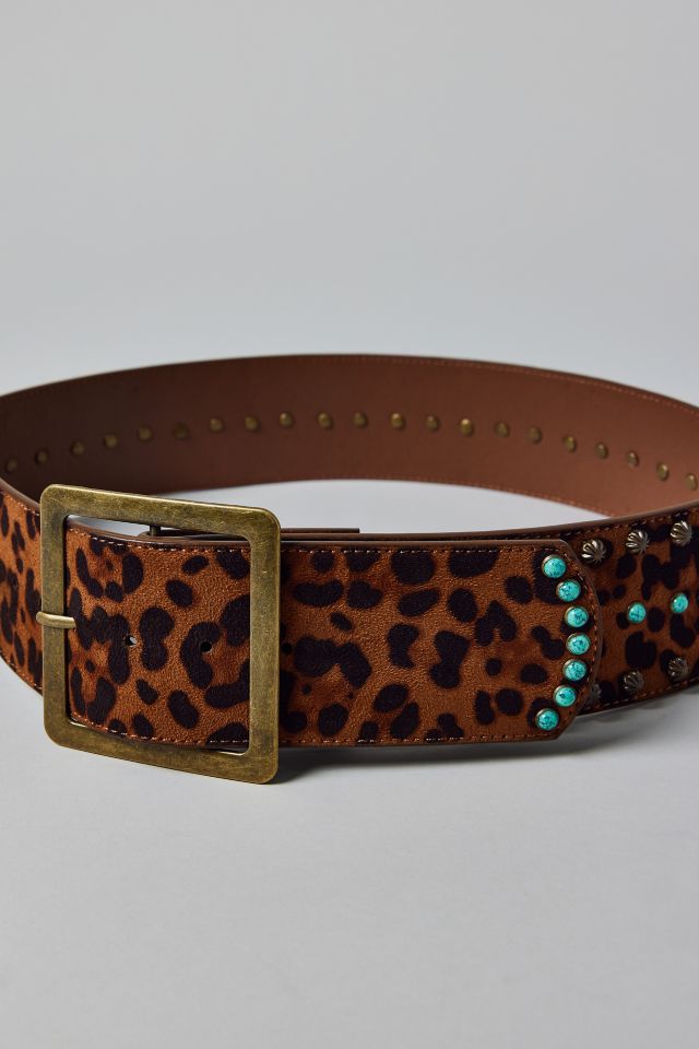 Wide Cheetah Animal Print Belt 