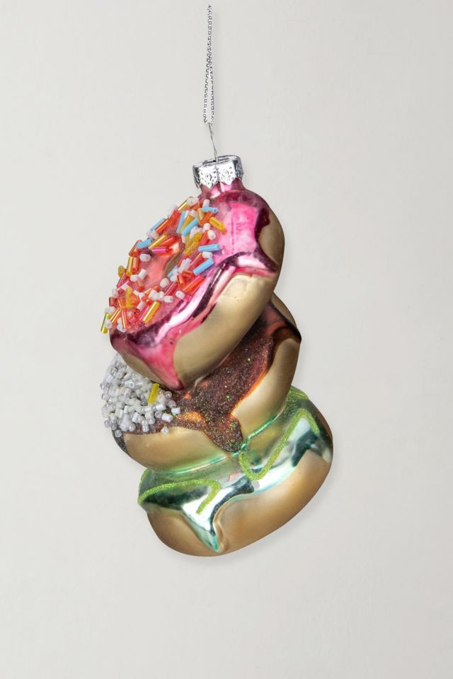Stacked Doughnuts Glass Christmas Ornament #1