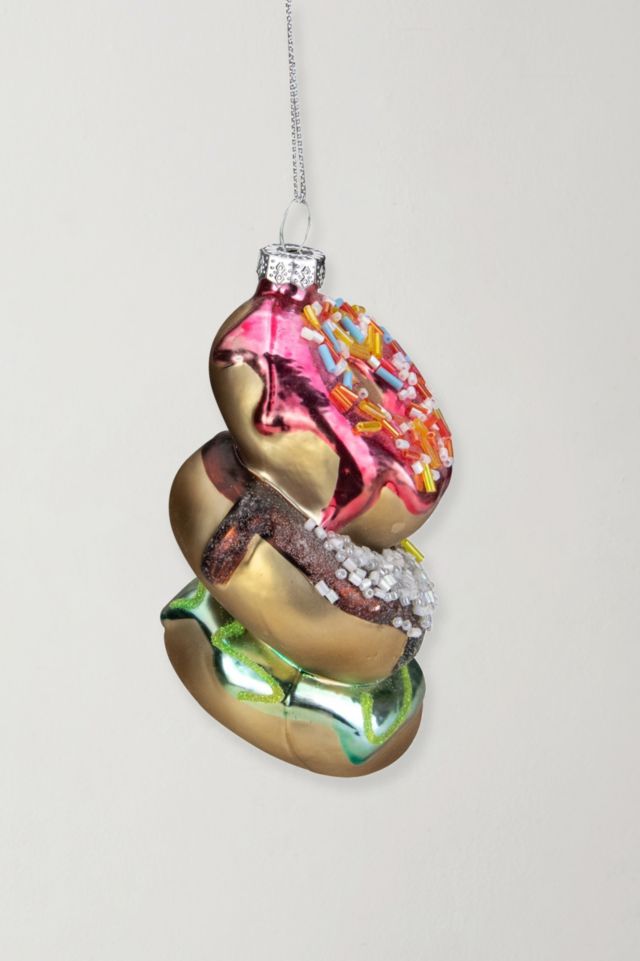 Stacked Doughnuts Glass Christmas Ornament #2