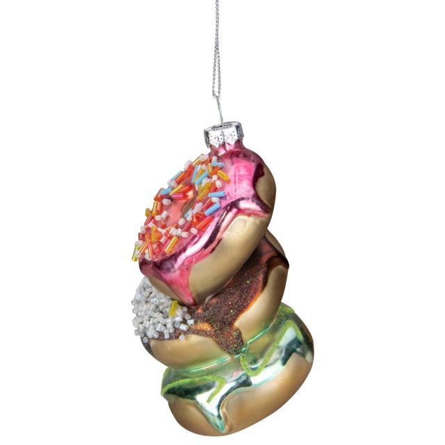 Stacked Doughnuts Glass Christmas Ornament #4