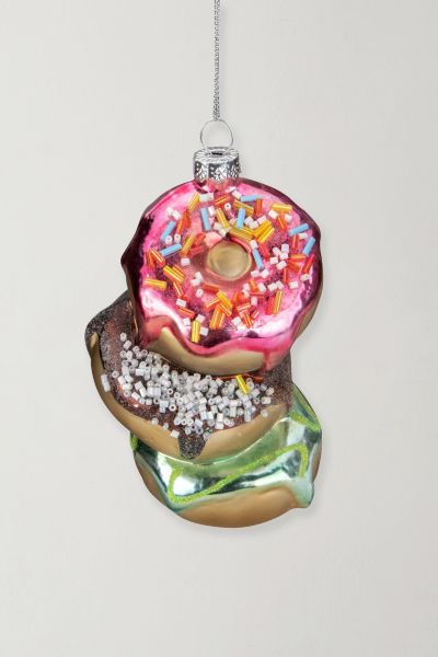 Stacked Doughnuts Glass Christmas Ornament