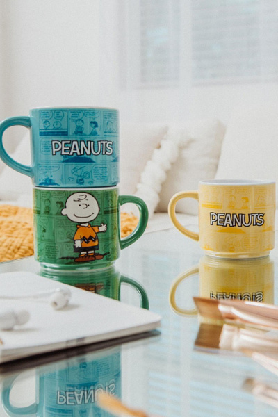 Peanuts Characters Ceramic Stacking Mug Set with Rack - Thumbnail 4