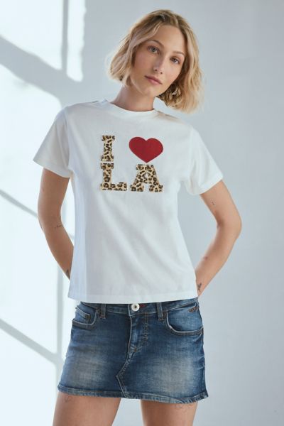 Urban Outfitters I Heart La Applique Graphic Slim Tee In White, Women's At  In White