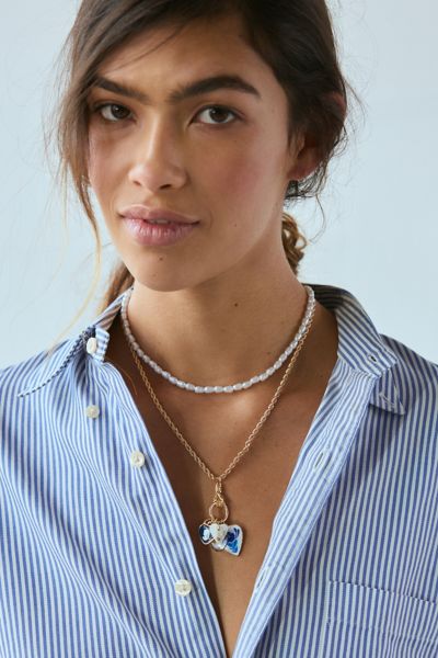 Val Pearl Layering Charm Necklace Set