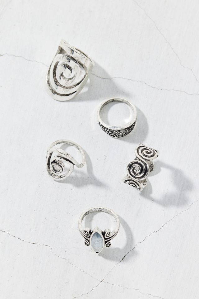 Statement Stone Swirl Ring Set #1