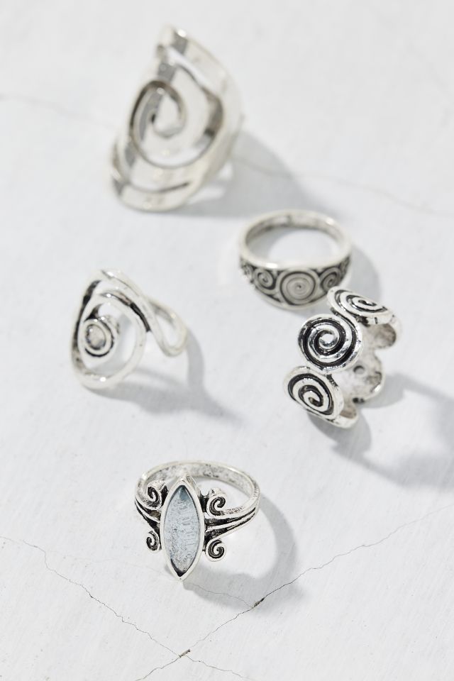 Statement Stone Swirl Ring Set #2