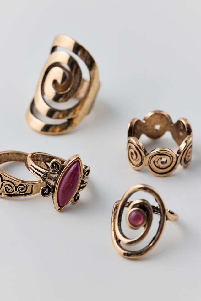 Statement Stone Swirl Rings Set #1