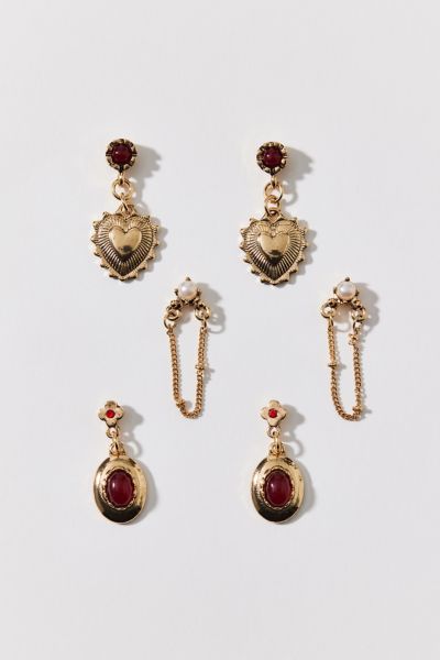 Red Gem Bow necklace and earring set