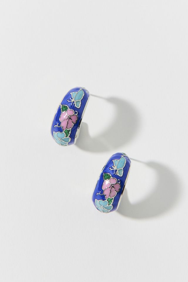 Diana Floral Enameled Hoop Earring #2