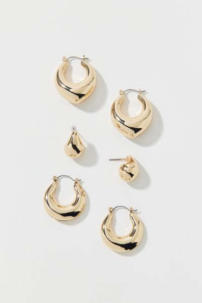 Urban Outfitters Oblong Chubby Hoop Earring Set In Gold, Women's At  In Gold