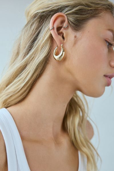 Oblong Chubby Hoop Earring Set