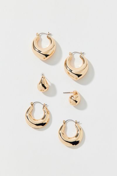 Ensemble de boucles d'oreilles créoles dodues oblongues