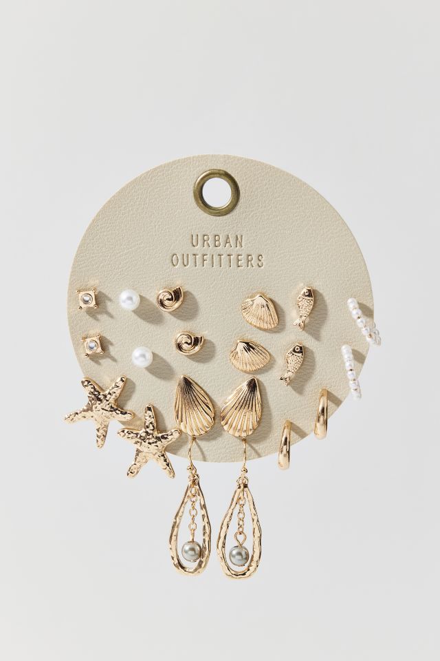 Sorrento Shells Pearl Post & Hoop Earring Set #2