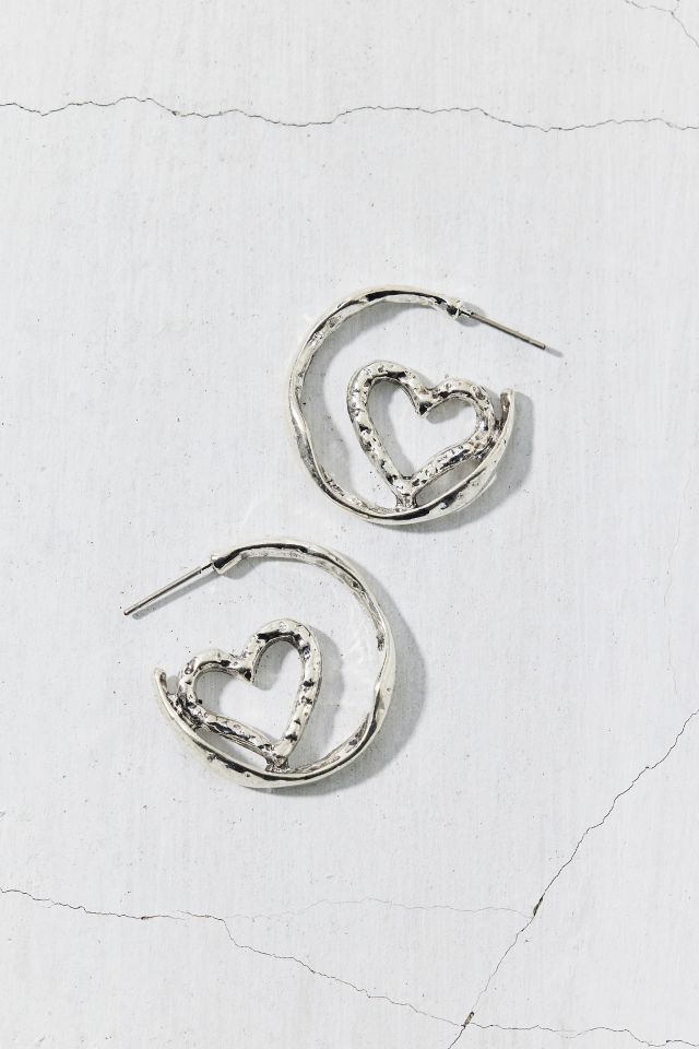 Textured Heart Hoop Earring #1