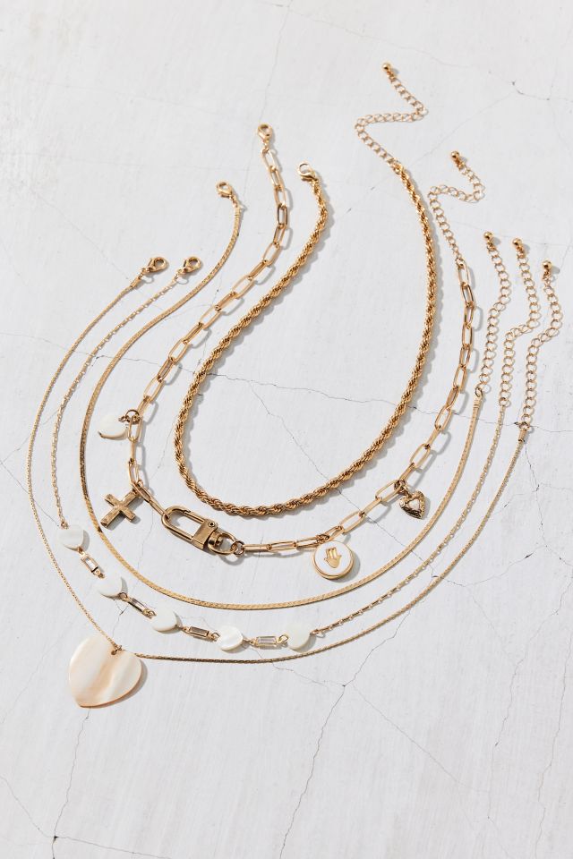 Hearts & Charms 5-Piece Layering Necklace Set