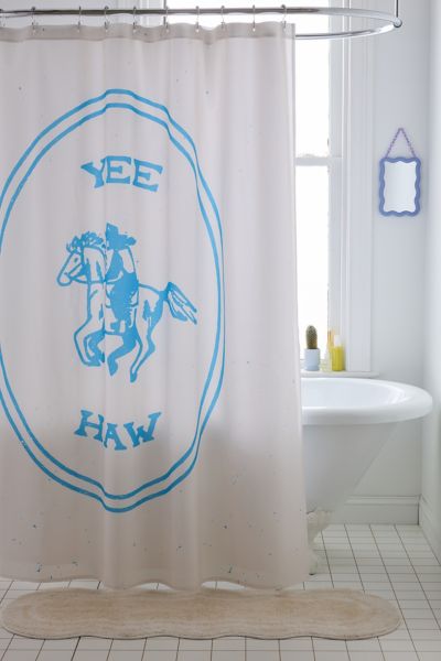 Deny Designs Emma Boys For Deny Yee Haw Shower Curtain In Blue At Urban Outfitters In Neutral