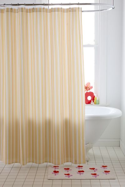 Deny Designs Honor And Obey For Deny Classic Small French Mattress Ticking Double Stripes Shower Curtain In Brigh In Neutral