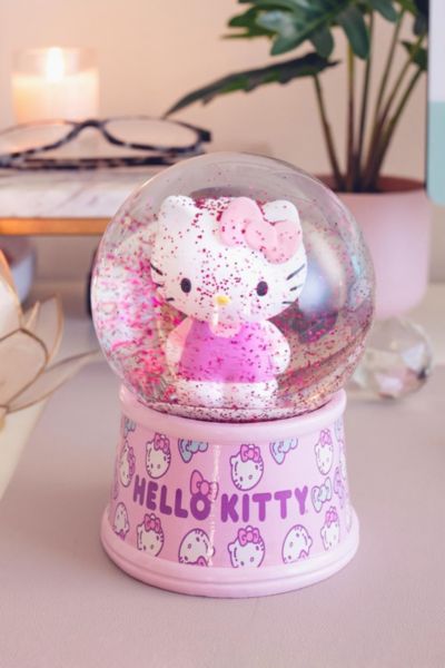 Urban Outfitters Sanrio Hello Kitty Light-up 6" Snow Globe In Pink At