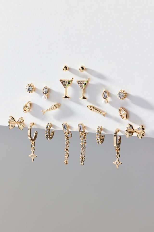 Uptown Party Rhinestone Post & Hoop Earring Set #1