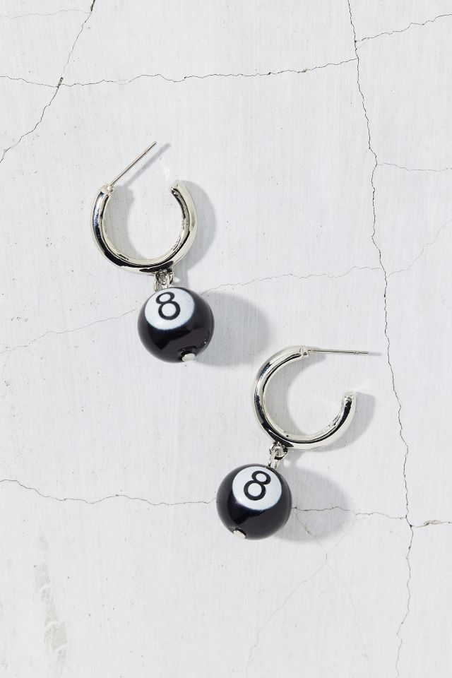 8 Ball Charm Chunky Hoop Earring #1