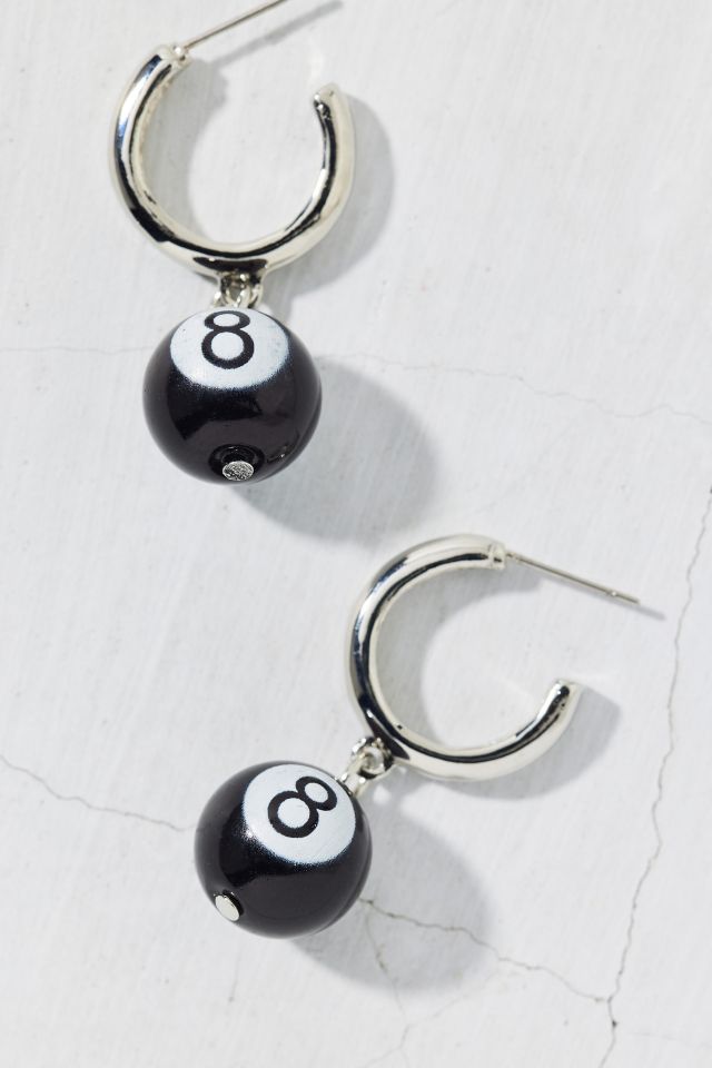 8 Ball Charm Chunky Hoop Earring #2