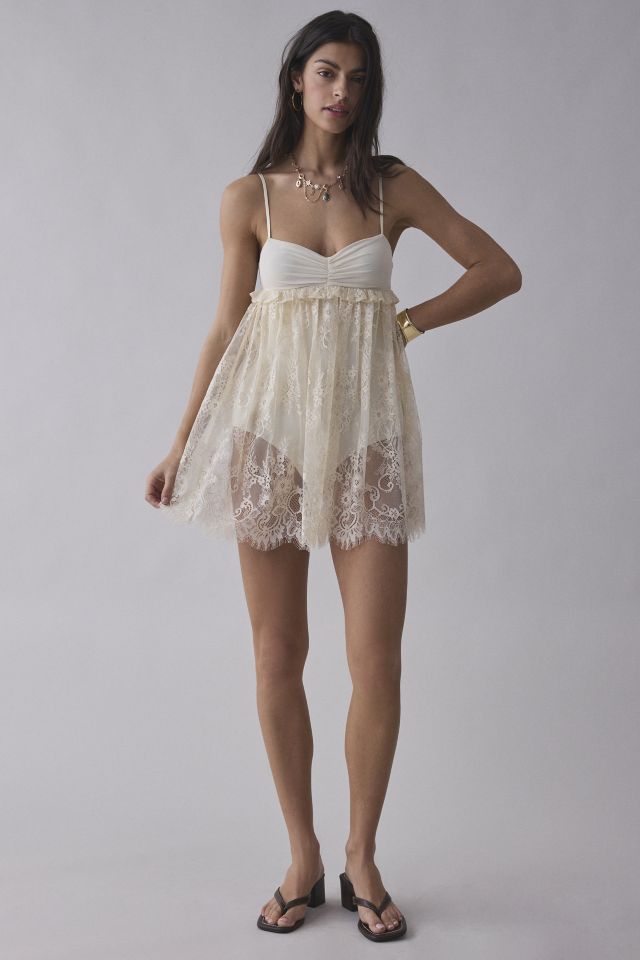 AFRM Aria Sheer Lace Babydoll Mini Dress #1