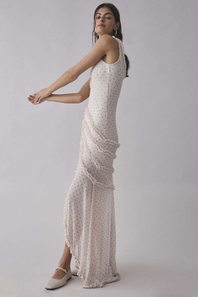 AFRM Landa Polka Dot Mesh Ruffle-Trim Maxi Dress #1