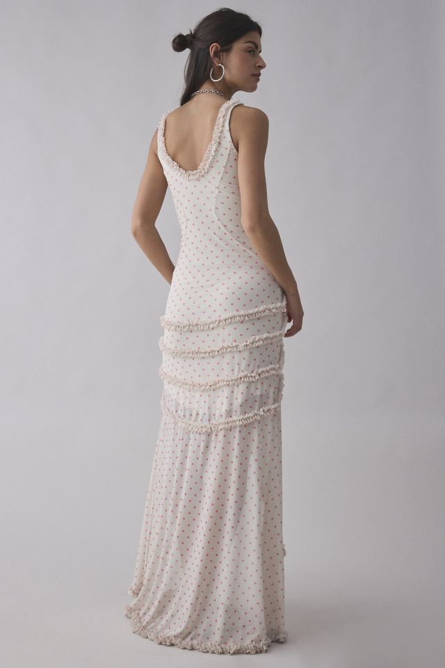 AFRM Landa Polka Dot Mesh Ruffle-Trim Maxi Dress #2