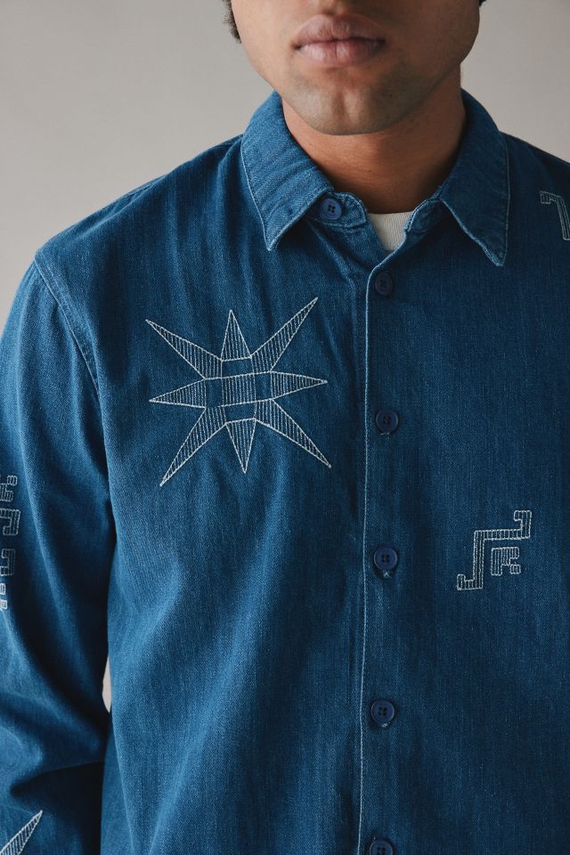 Wax London Trin Embroidered Long Sleeve Button-Down Shirt #3