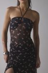 AFRM Britta Ruched Mesh Y-Neck Halter Maxi Dress